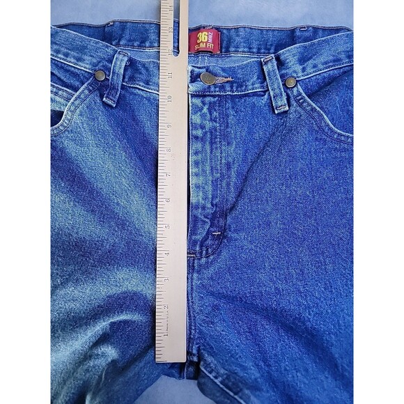 Vintage Wrangler Jeans Mens 36x32  MWZ Slim Straight Blue Cotton Western Mid - Picture 7 of 13